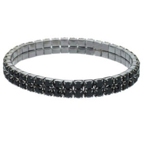 Made with Swarovski Crystal Black Ice Bracelet Double Row Silver